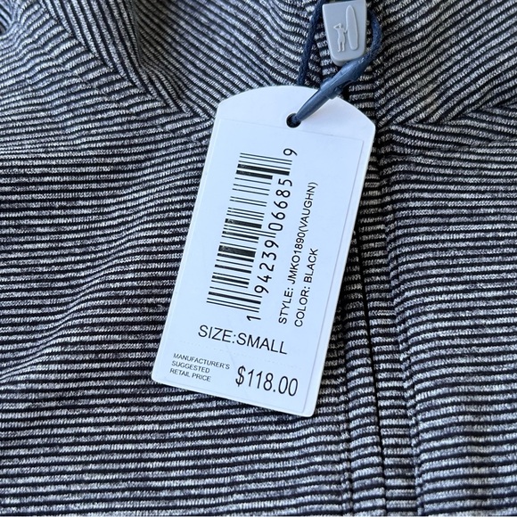 Johnnie-O Vaughn Men's 1/4 Zip Pullover Small Black Stripe Gray Golf Performance - Picture 2 of 8